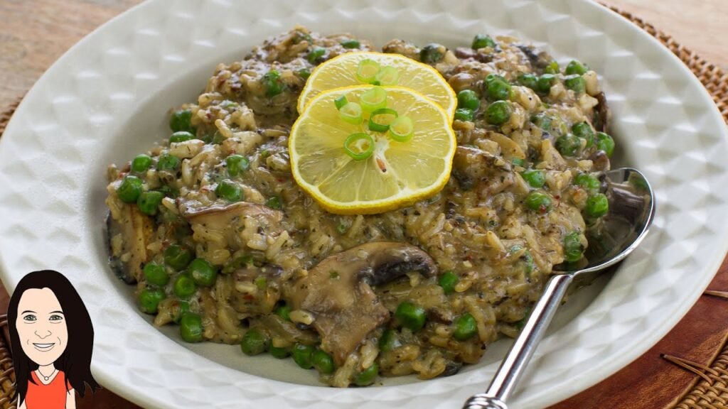 Cheaters 12 Minute Pea & Mushroom Risotto – Dairy Free Vegan Recipe!
