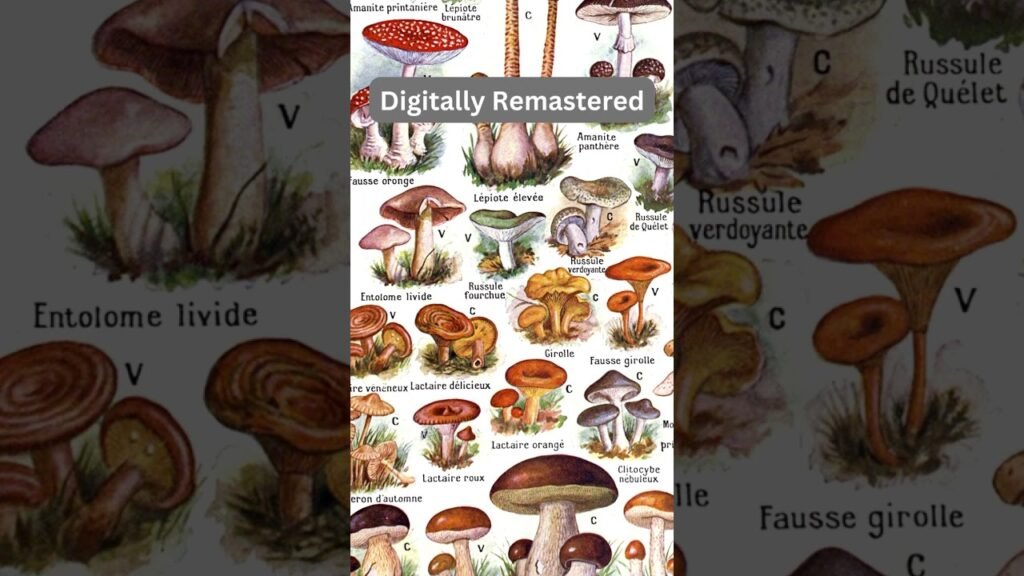 Mushroom Types and Species. Vintage Poster Hand-drawn ca. 1900. #shorts #mushroom #etsy #printable