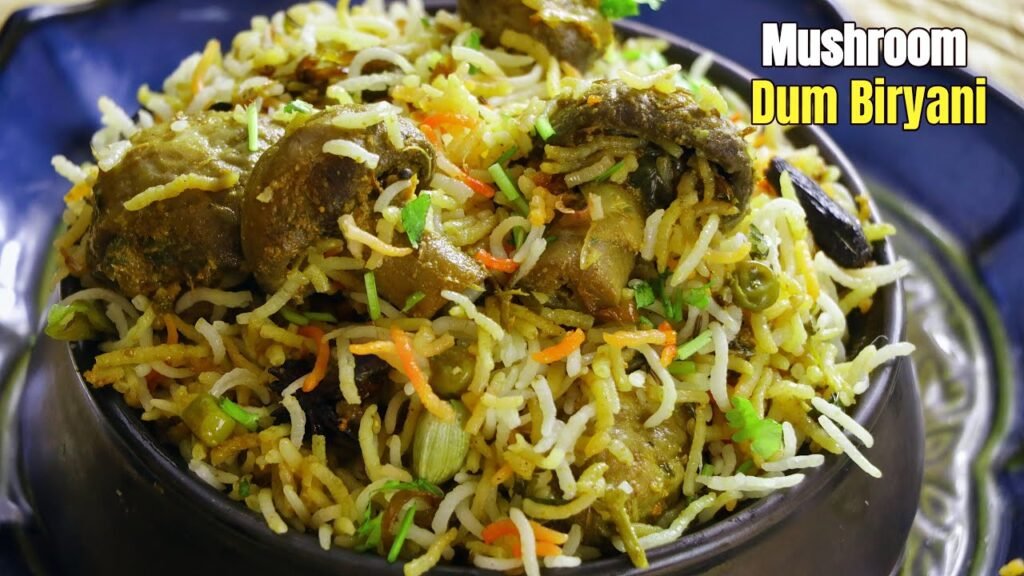 మష్రూమ్ ధం బిర్యానీ | Mushroom Dum Biryani in Telugu | Mushroom Biryani recipe by Vismai food