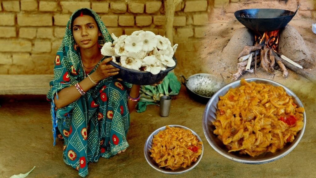 Forest mushroom curry recipe cooking and eating | Mom and son cooking | Testy forest mushroom