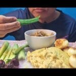 Mushroom curry egg fry with halwa मसरुम करि ओर अन्डा फ्राई मक्किका हल्वाका साथ😋@Mithochha01#food