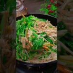 Spinach mixed with enoki mushrooms, my whole family loves it.  #chinesefood #cooking #recipe
