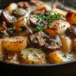 Cremige Pilzpfanne mit Kartoffeln & Kräutern. Einfach, vegan & richtig gemütlich