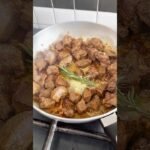 Steak bites with Mushrooms soup and mashed sweet potatoes