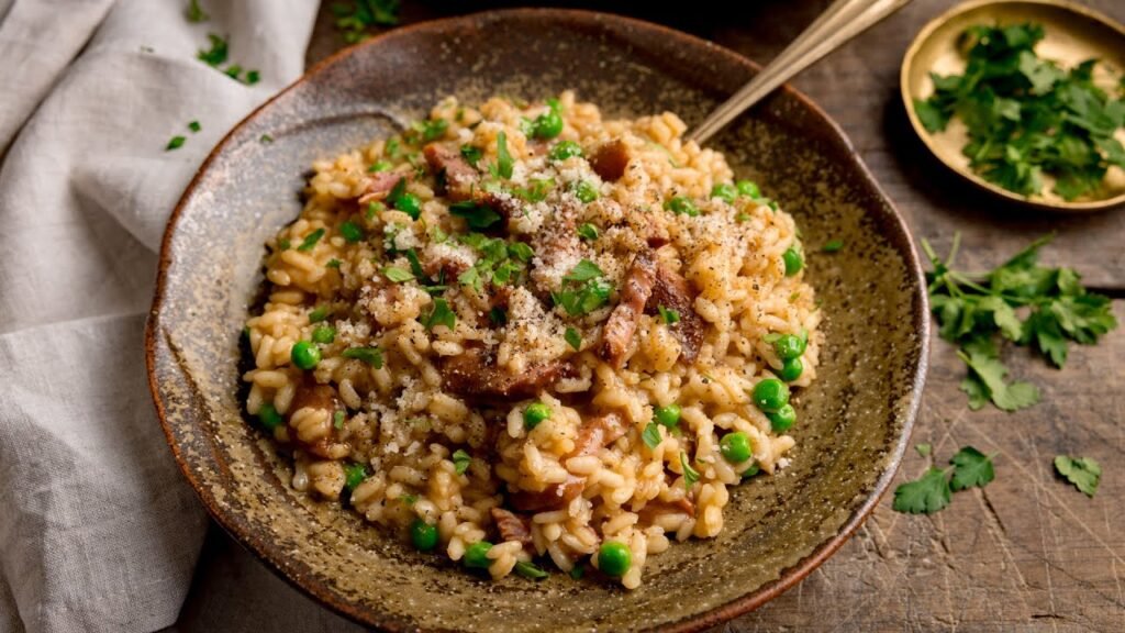 Easiest Ham and Pea Risotto Ever Made in the Oven
