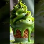 Melting Pistachio Gelato #GelatoDrip #ItalianDesserts #SweetCravings