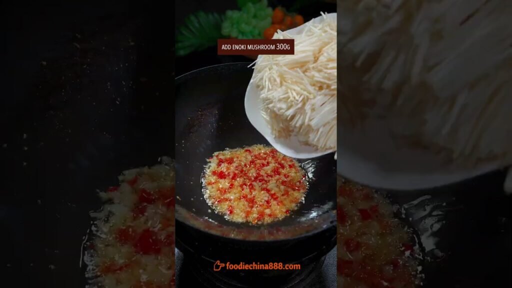 EASY STIR-FRIED ENOKI MUSHROOM RECIPE #recipe #cooking #chinesefood #enoki #mushroom #vegan #veggies
